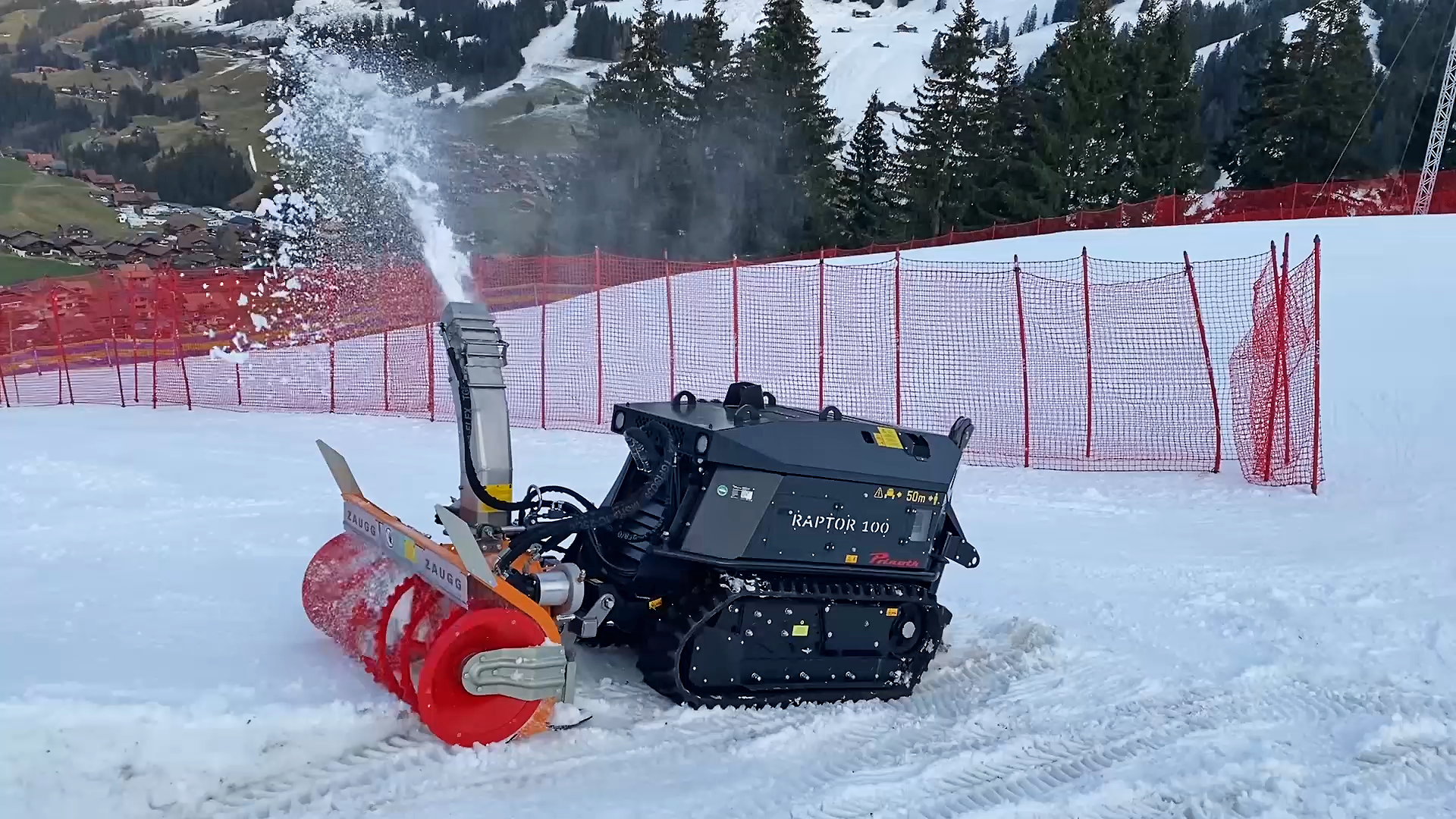 Raptor 100 conquers the slopes with a snow blower!